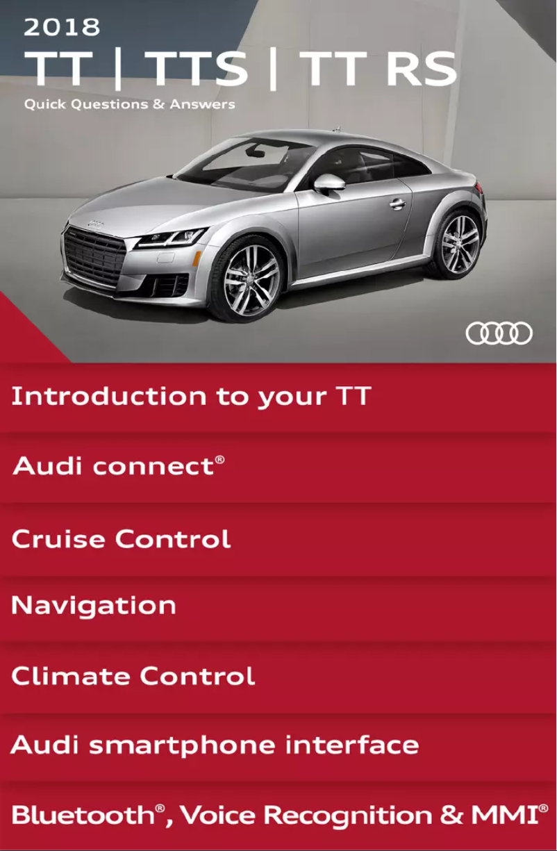 Page 1 de la notice Manuel utilisateur Audi TTS (2018)