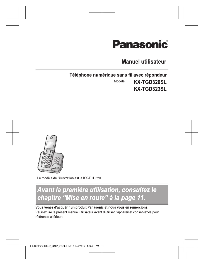 Page n°1 - Manuel utilisateur Panasonic KX-TGD323SL