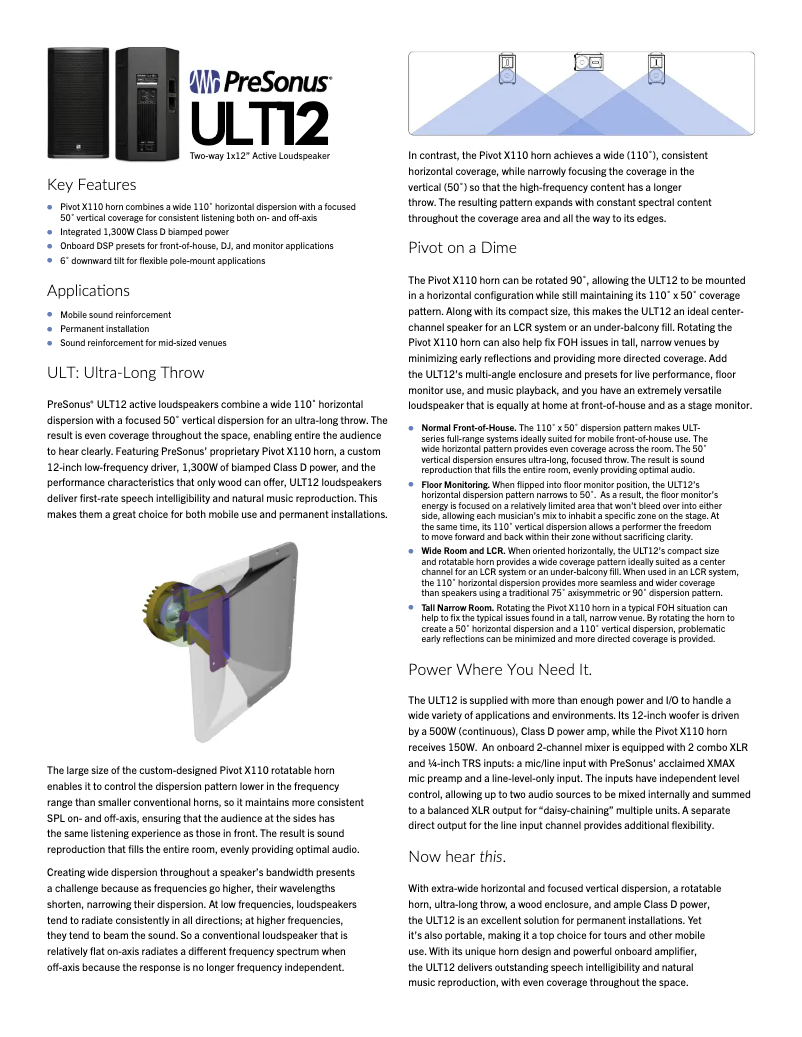 Page n°1 - Fiche technique PreSonus ULT12