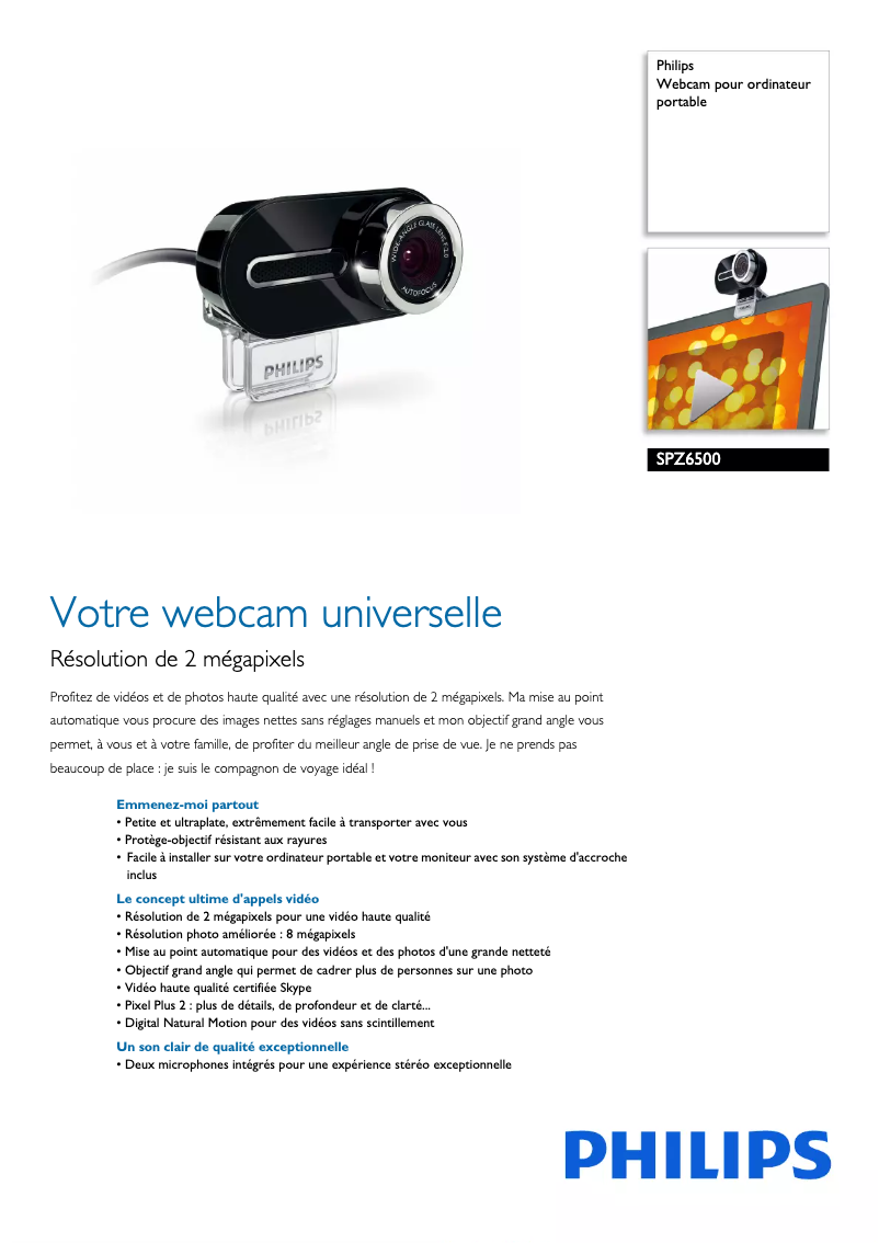 Image de la première page du manuel de l'appareil SPZ6500