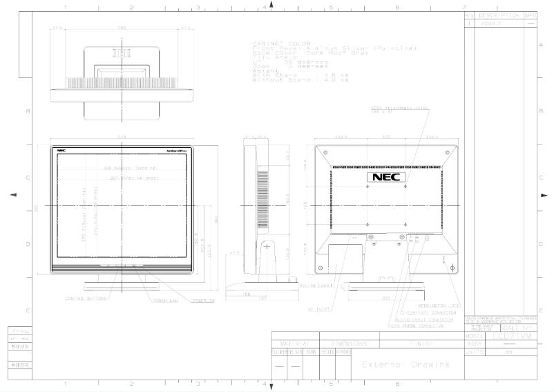 Página 1 del manual Dibujo técnico NEC AccuSync LCD71VM