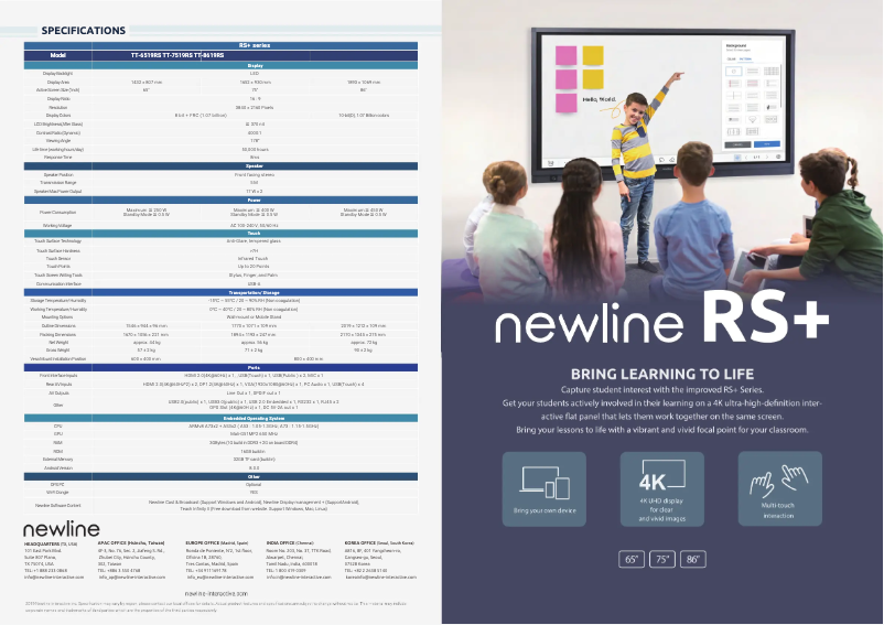 Page 1 de la notice Catalogue Newline RS+