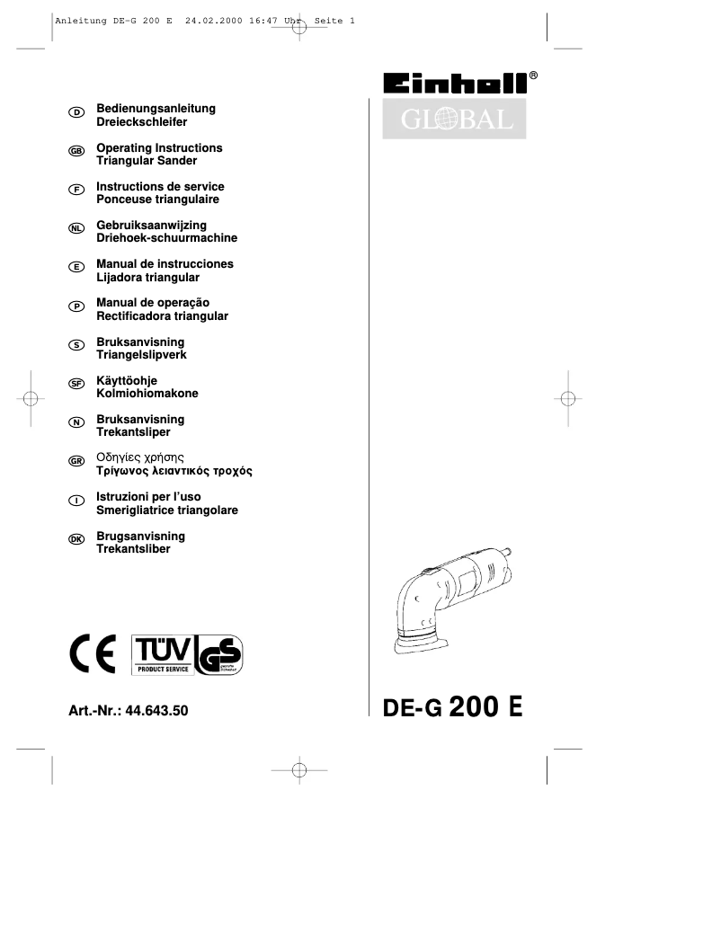 Page 1 de la notice Manuel utilisateur Global DE-G 200 E