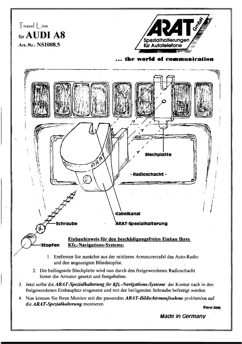 Page n°1 - Manuel utilisateur Arat NS1008.5