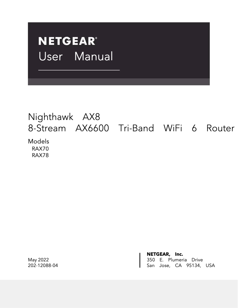 Page 1 de la notice Manuel utilisateur Netgear Nighthawk RAX78