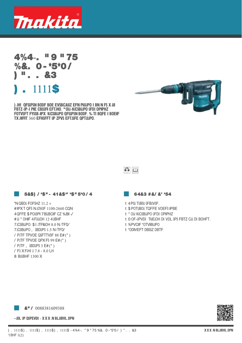 Page 1 de la notice Fiche technique Makita HM1111C