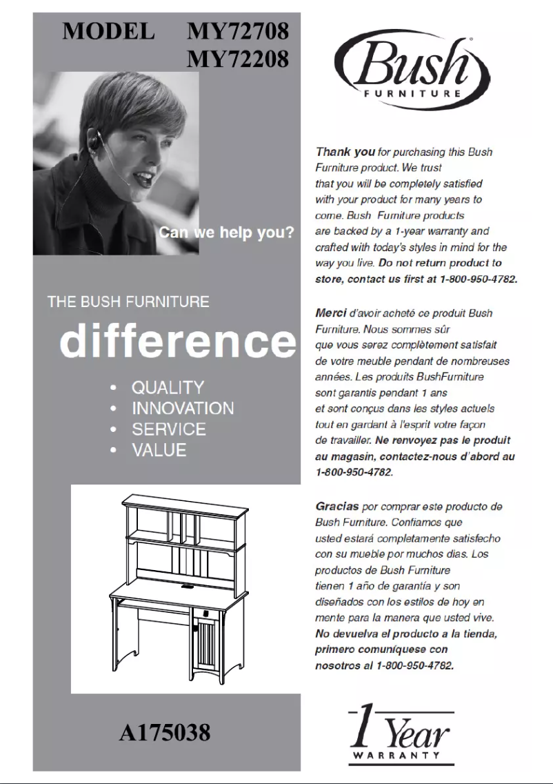 Page 1 of the manual User Manual Bush Salinas MY72708-03