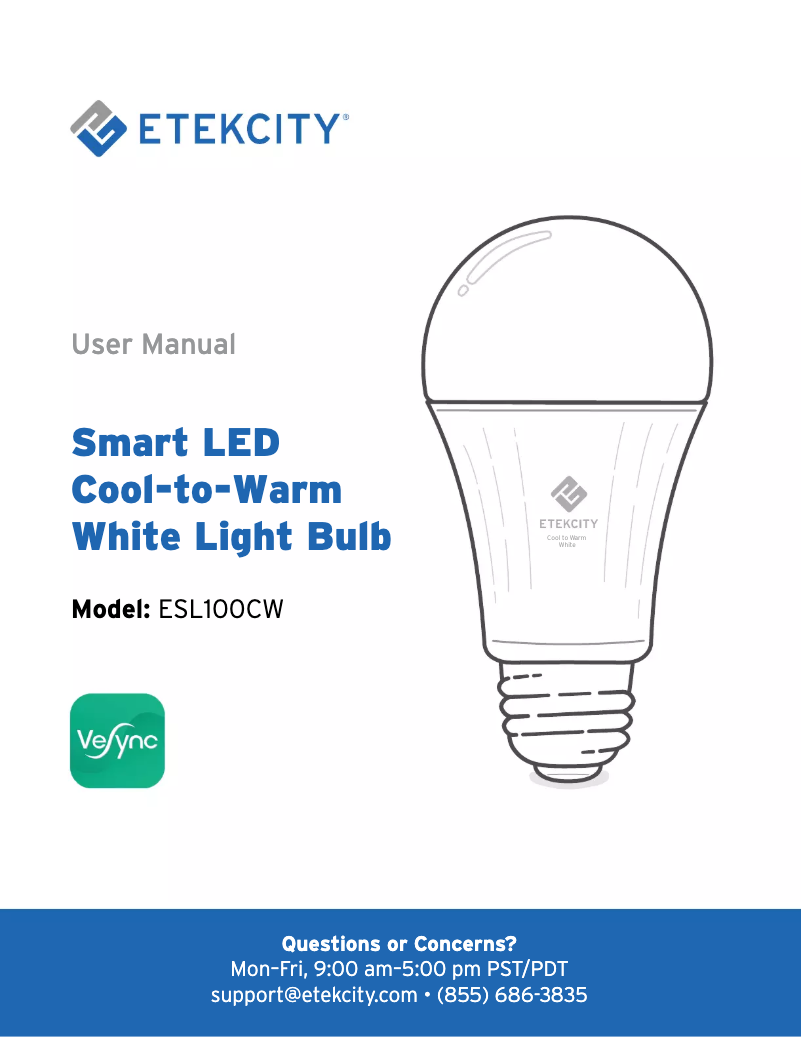 Page 1 de la notice Manuel utilisateur Etekcity ESL100CW