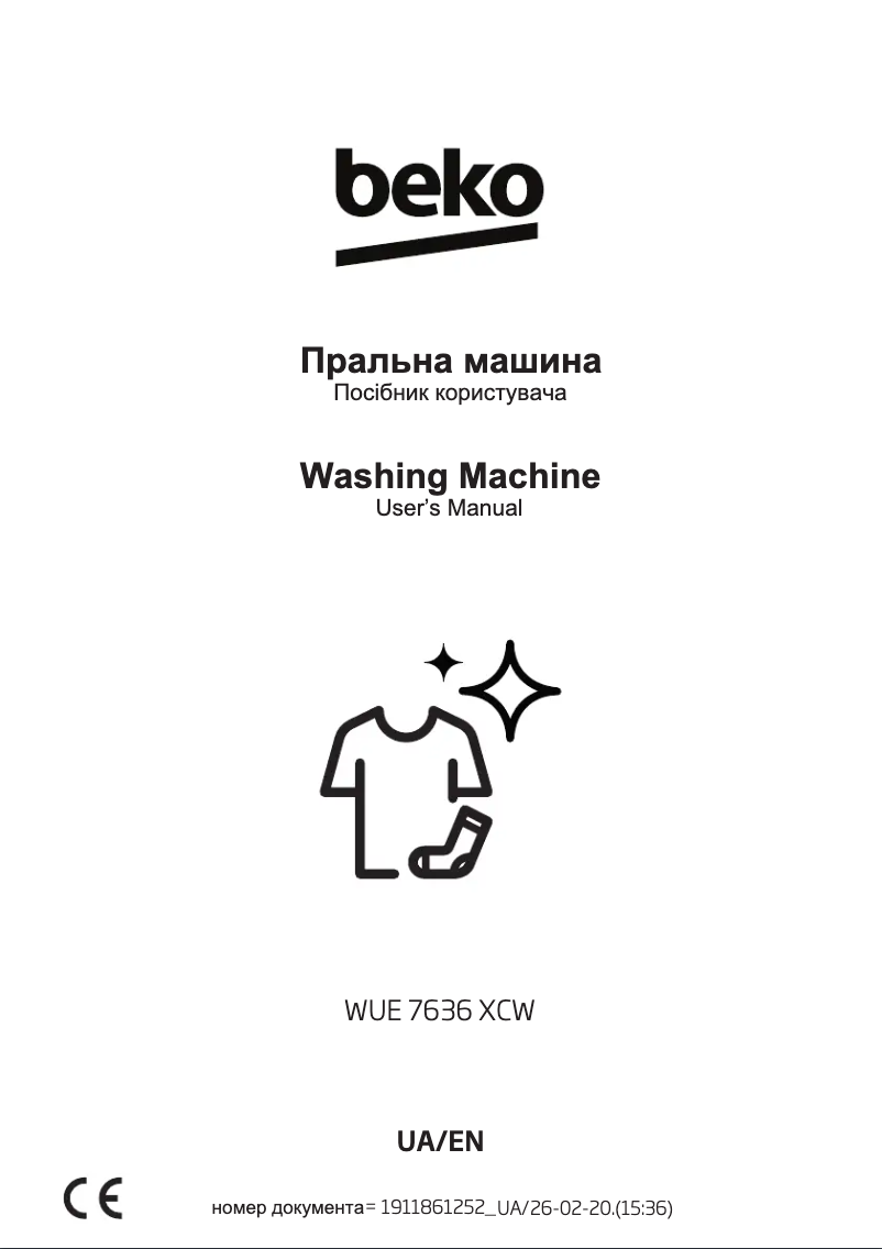 Page 1 de la notice Manuel utilisateur Beko WUE 7636 XCW