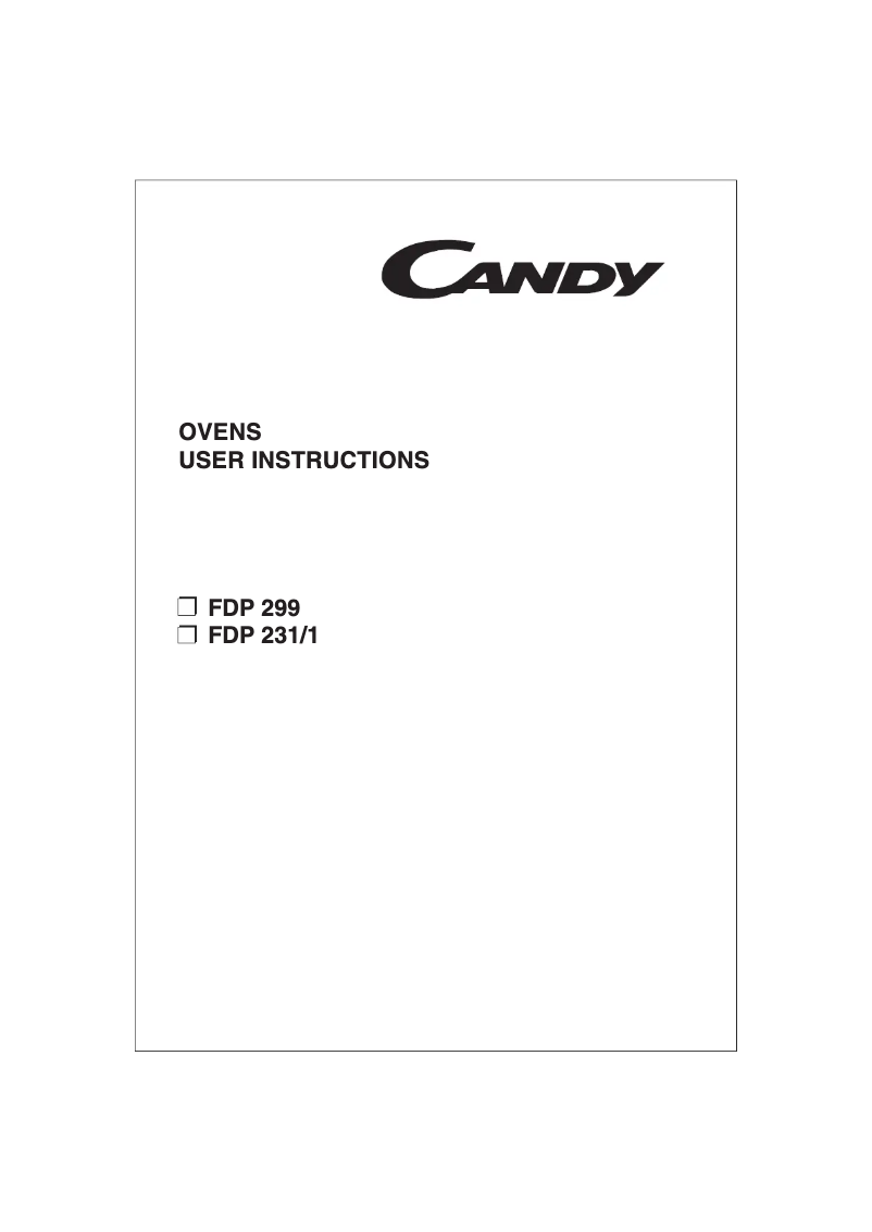 Page 1 de la notice Manuel utilisateur Candy FDP 299 N