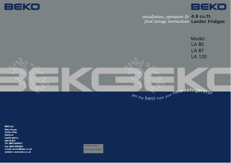 Page n°1 - Manuel utilisateur Beko LA 85