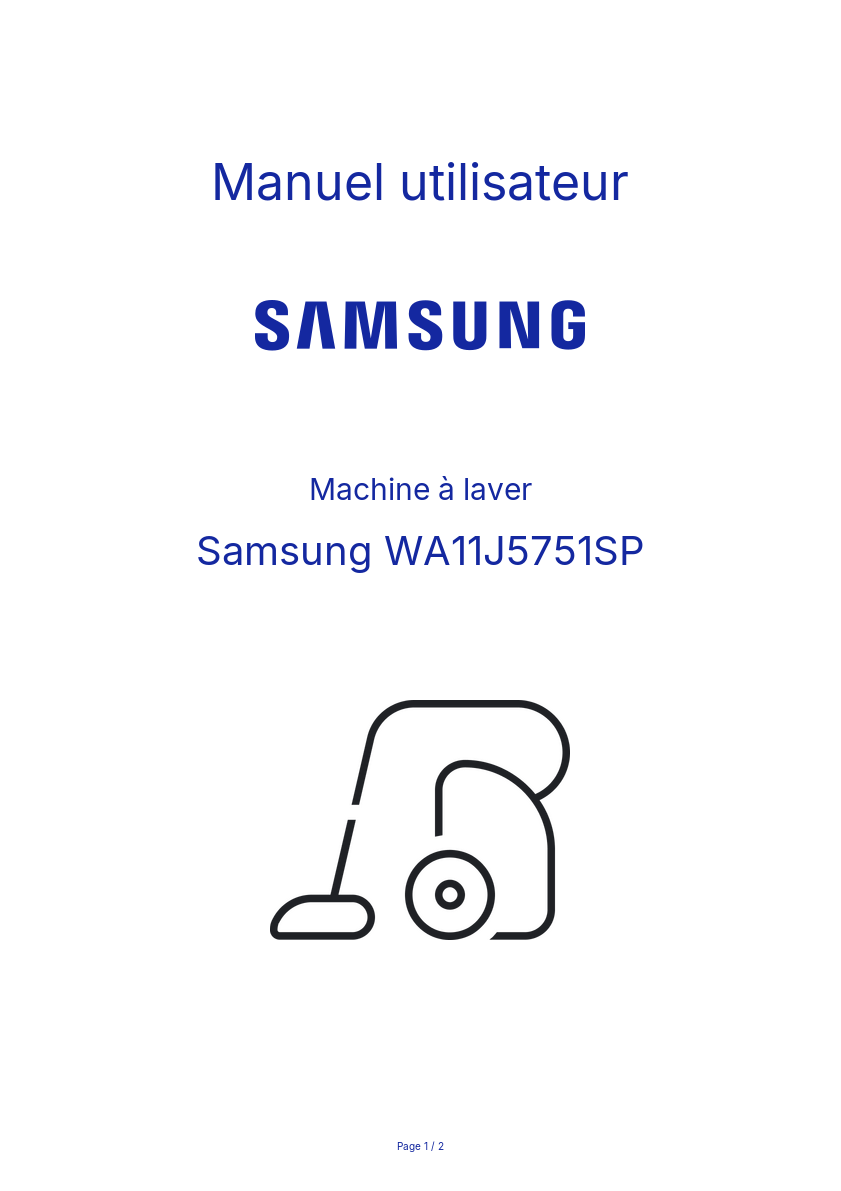 Page n°1 - Manuel utilisateur Samsung WA11J5751SP
