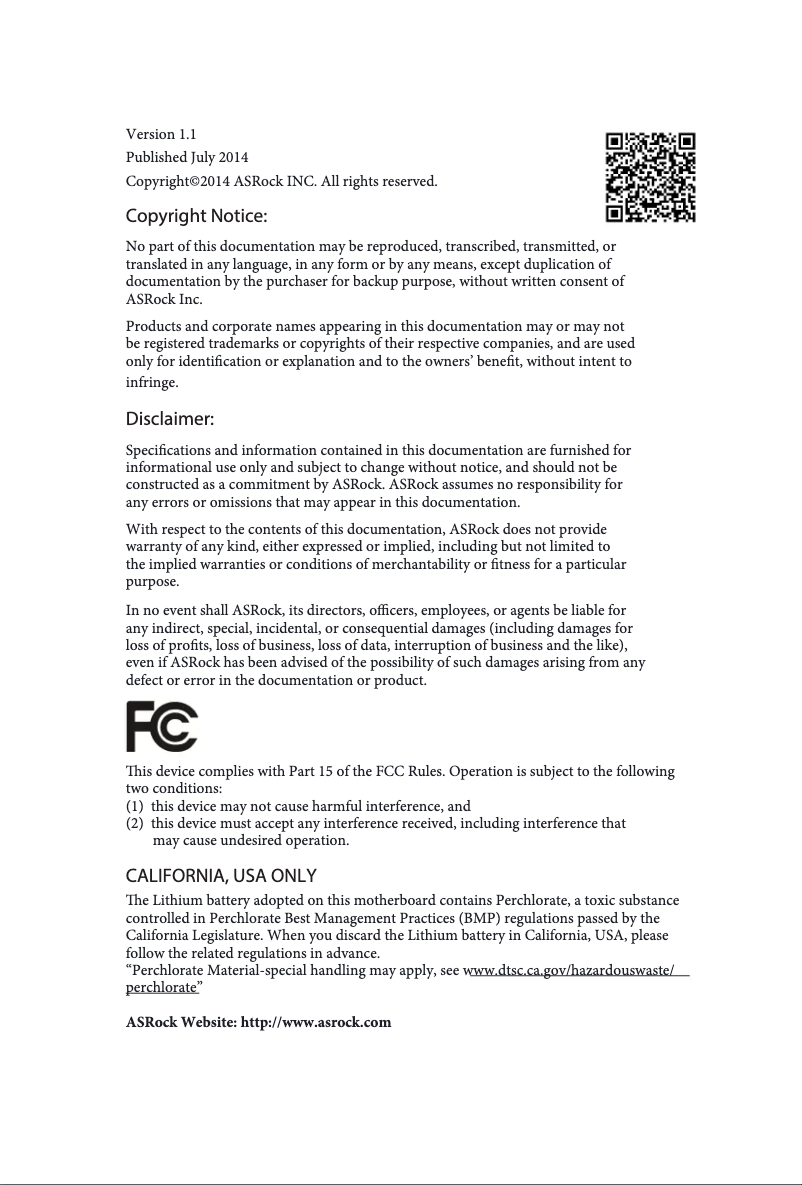 Image de la première page du manuel de l'appareil Fatal1ty H97 Performance