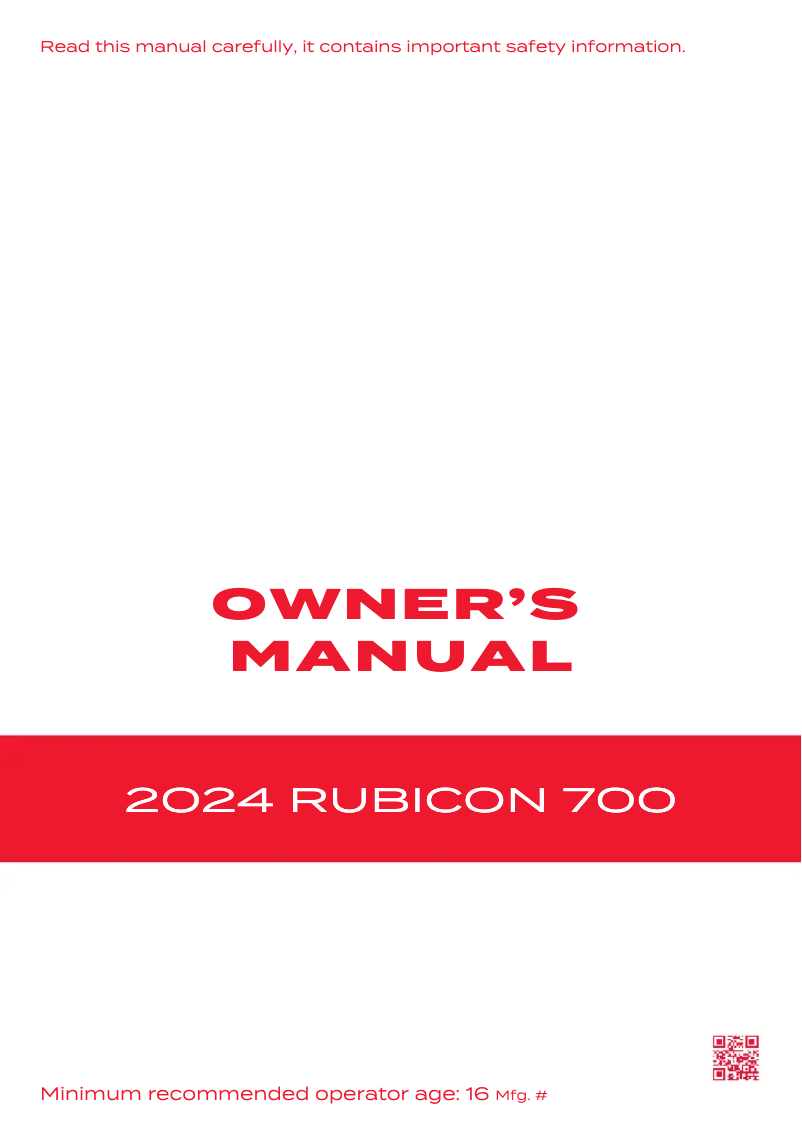 Page 1 de la notice Manuel utilisateur Honda Rubicon 4X4 Automatic (2024)