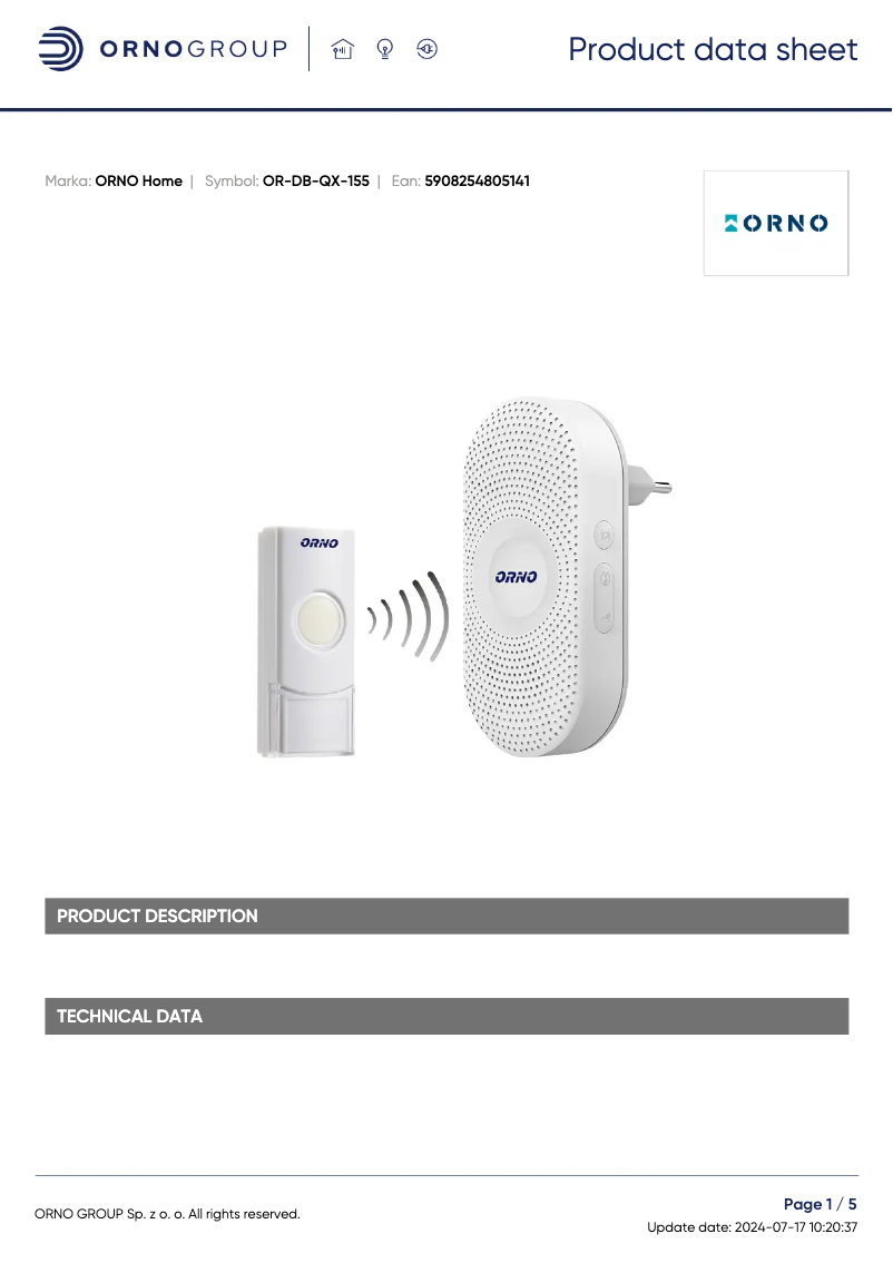 Imagen de la primera página del manual del dispositivo OR-DB-QX-155