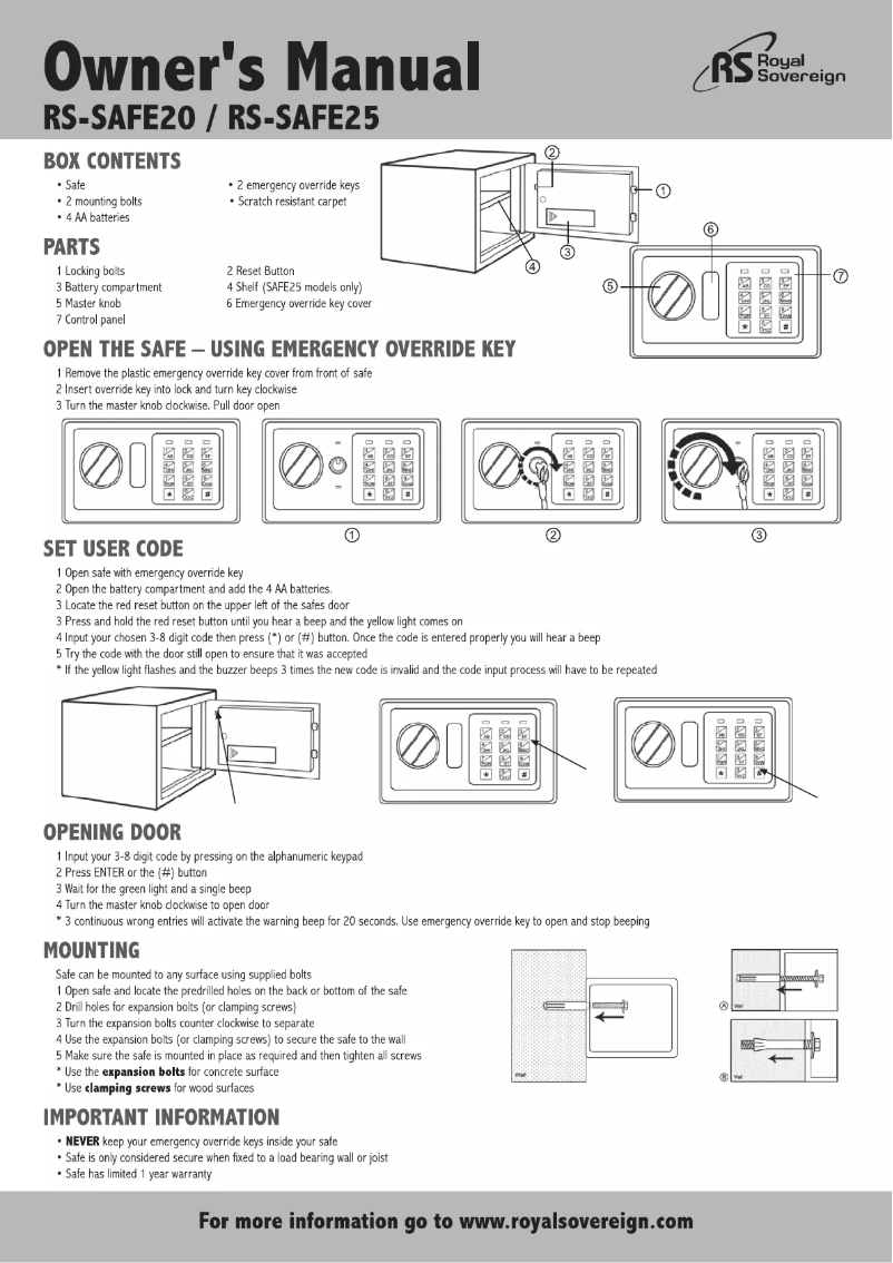 Image de la première page du manuel de l'appareil RS-SAFE20