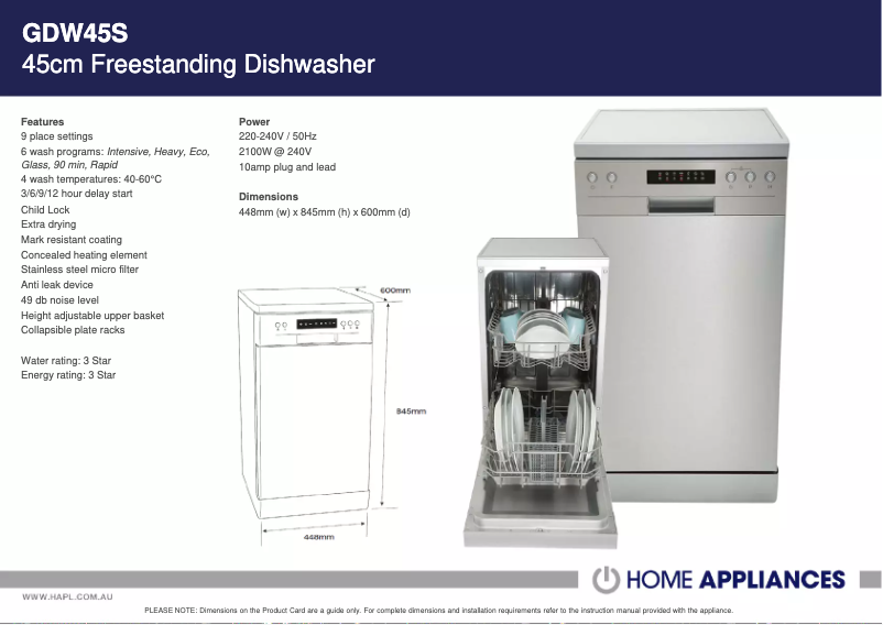 Page n°1 - Fiche technique Euromaid GDW45S