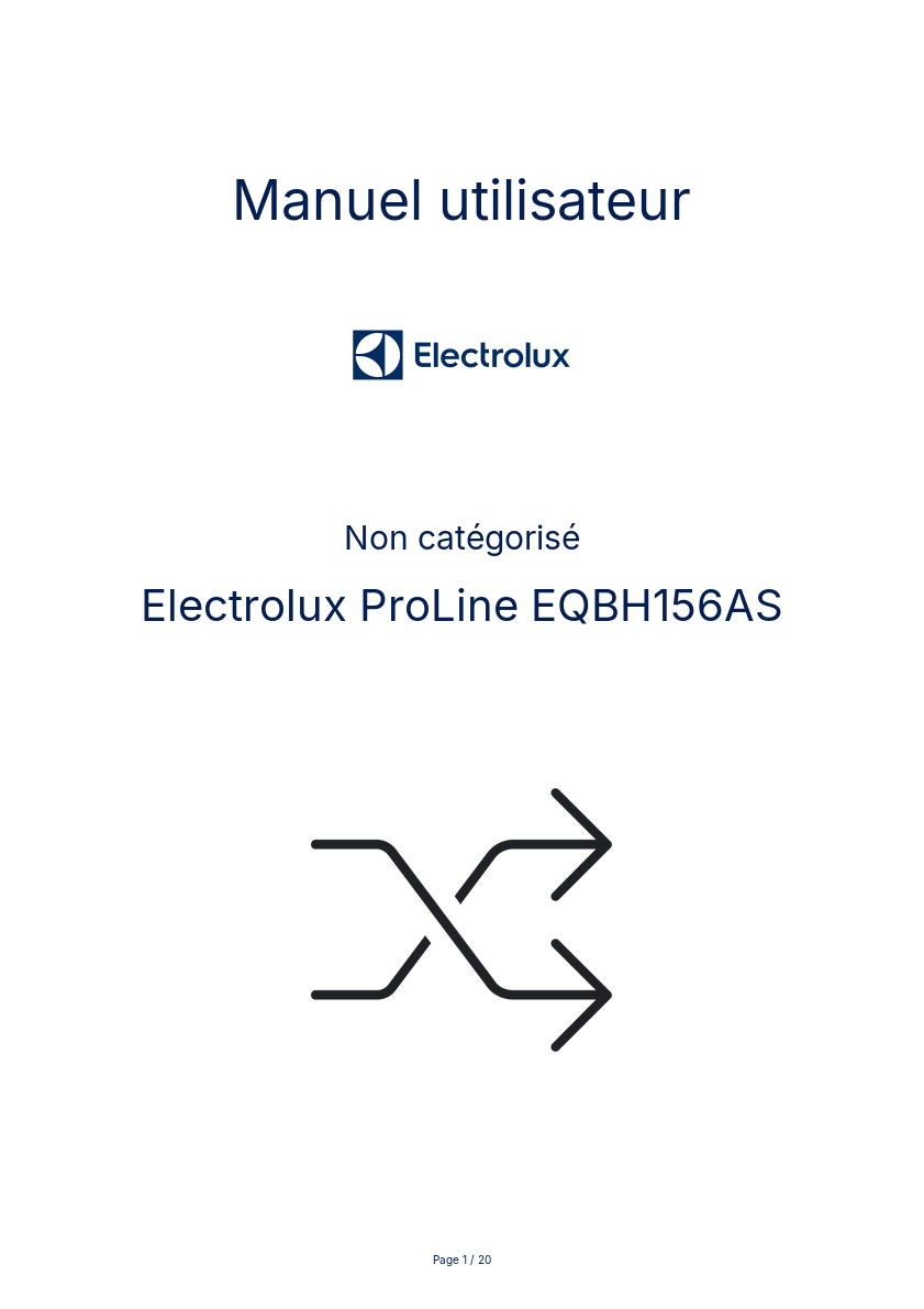 Image de la première page du manuel de l'appareil ProLine EQBH156AS