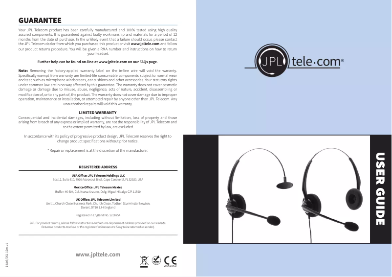 Page 1 de la notice Manuel utilisateur JPL 100