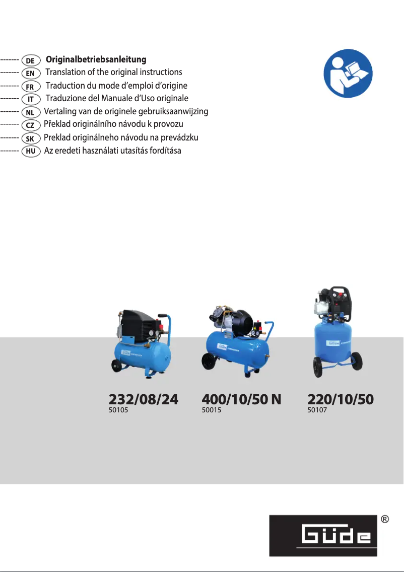 Page 1 de la notice Manuel utilisateur Güde Kompressor 400/10/50 N