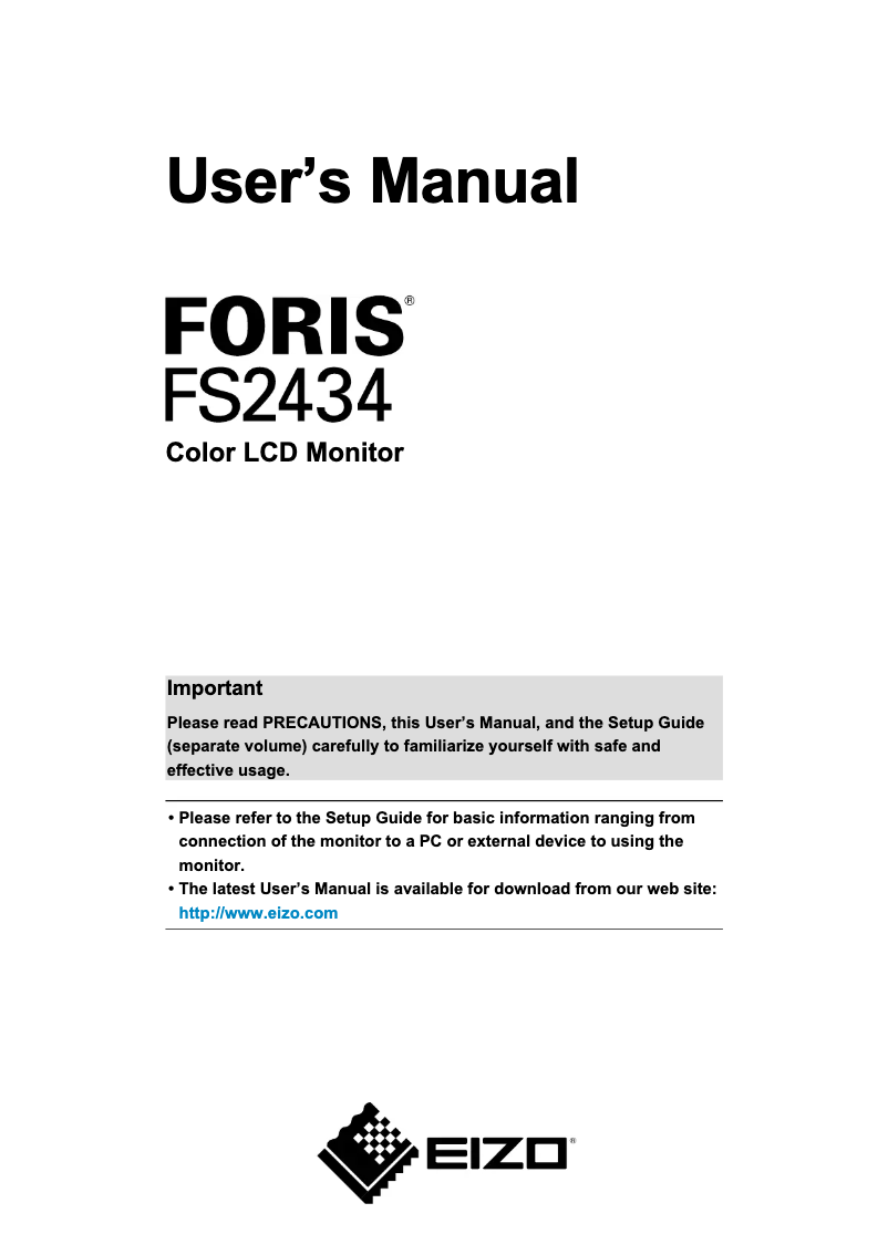 Page 1 de la notice Manuel utilisateur Eizo Foris FS2434