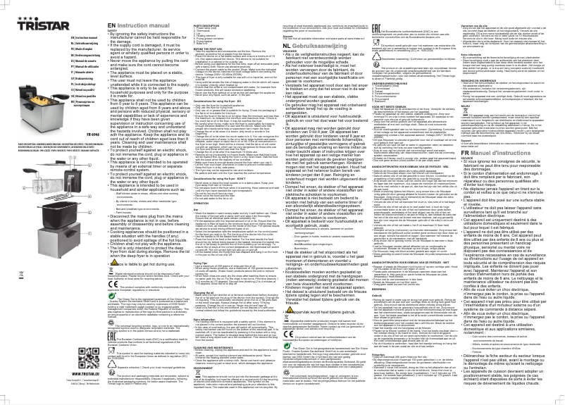 Page 1 de la notice Manuel utilisateur TriStar FR-6946