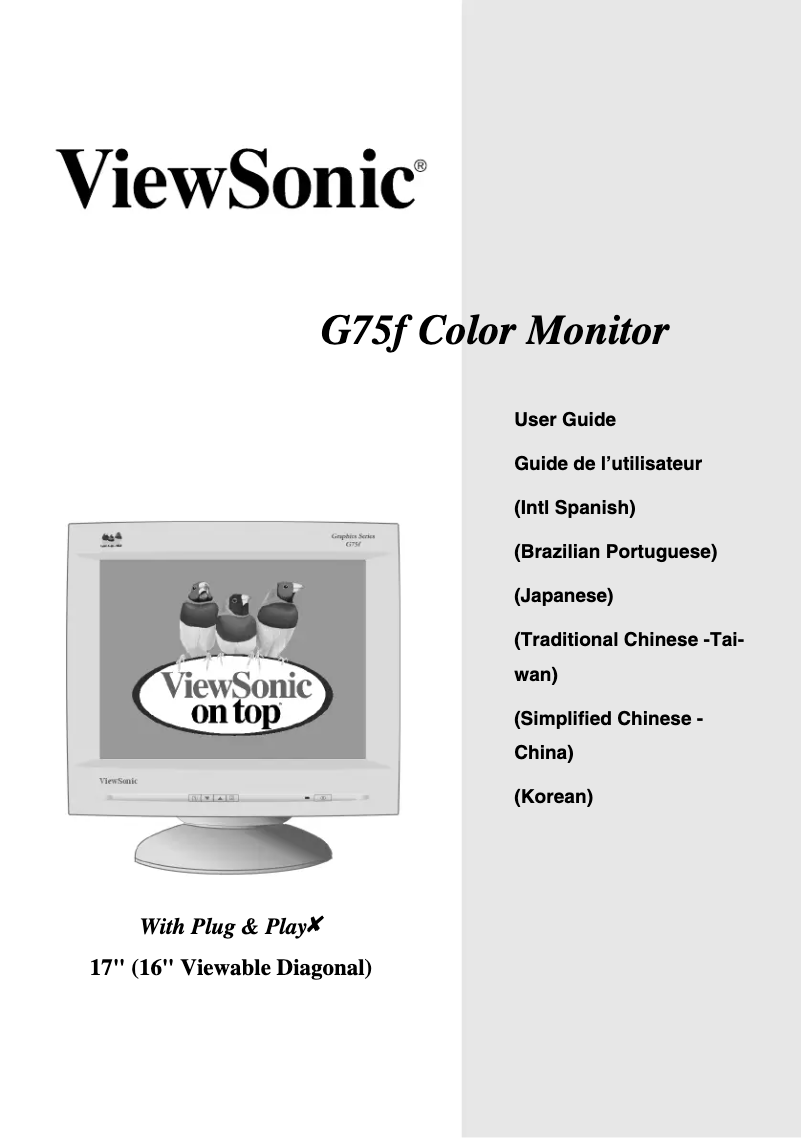 Page 1 de la notice Manuel utilisateur Viewsonic G75f