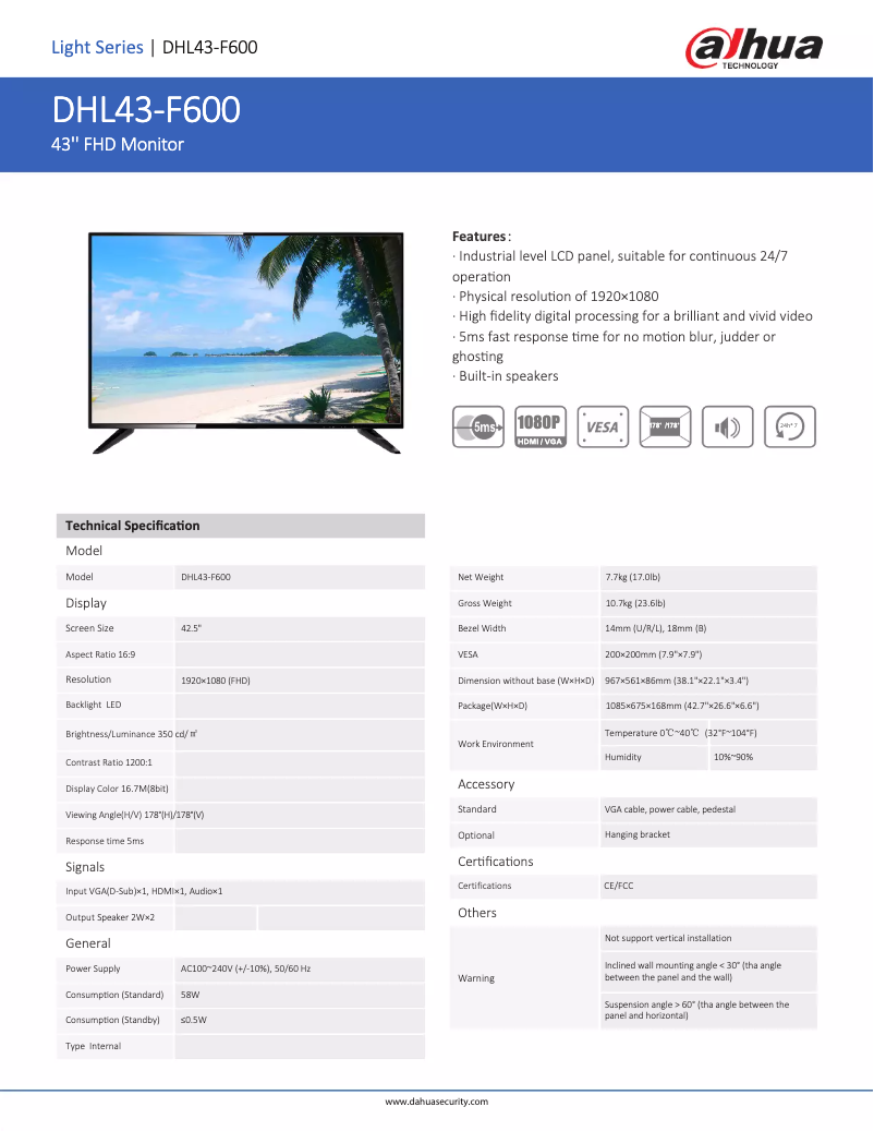 Image de la première page du manuel de l'appareil DHL43-F600