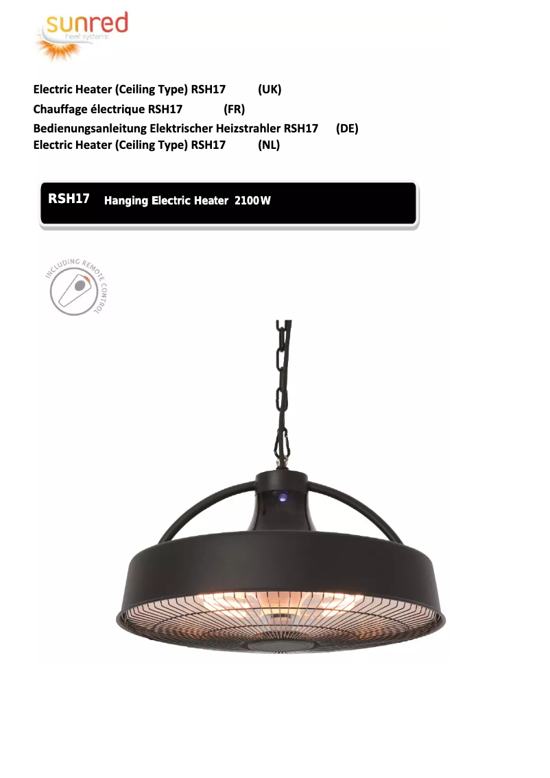 Page n°1 - Manuel utilisateur SunRed RSH17