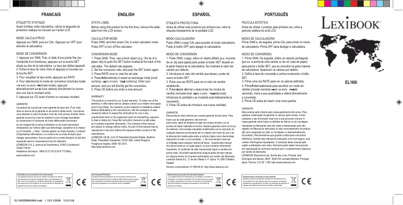 Image de la première page du manuel de l'appareil EL160I