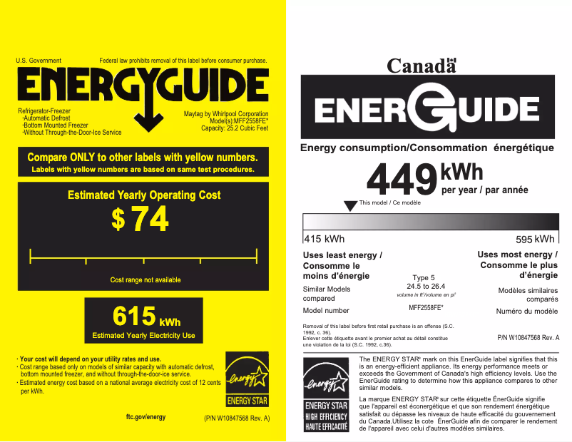 Page n°1 - Label énergétique Maytag MFF2558FEZ