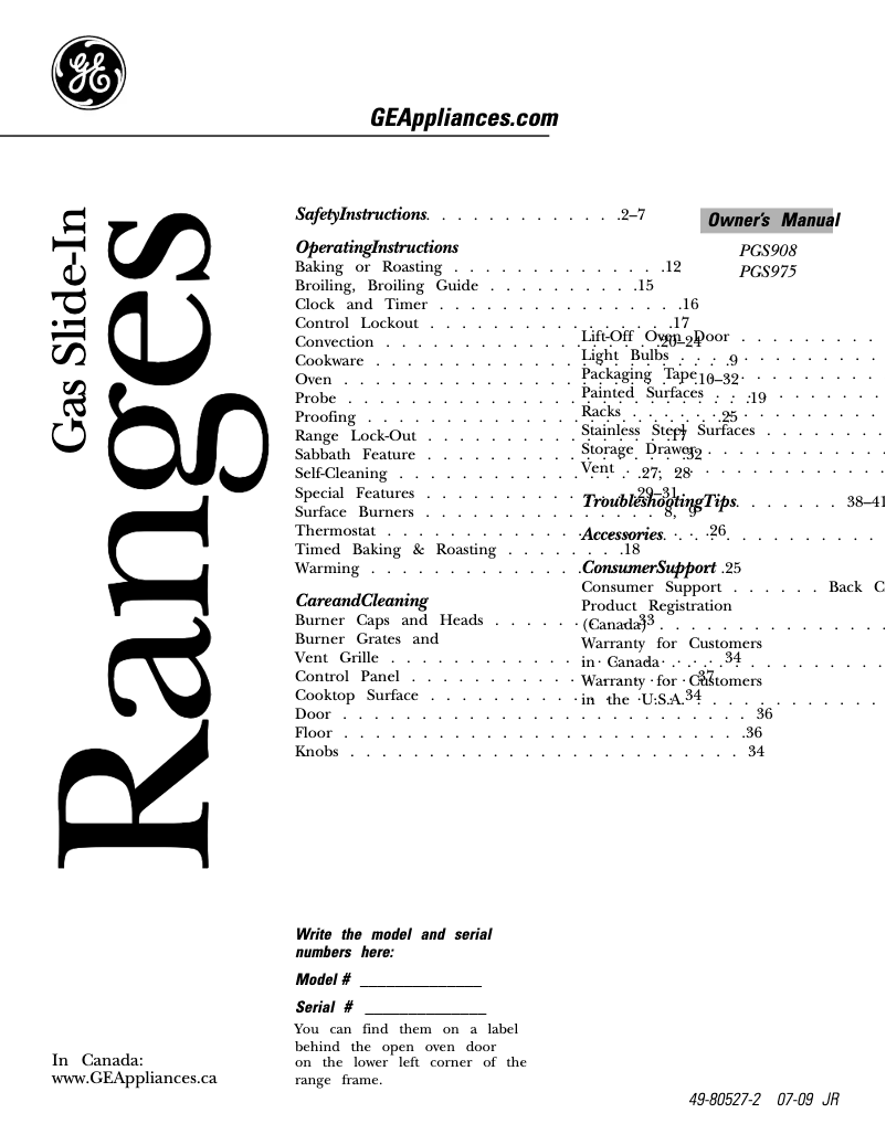 Page n°1 - Mode d'emploi GE PGS908SEPSS