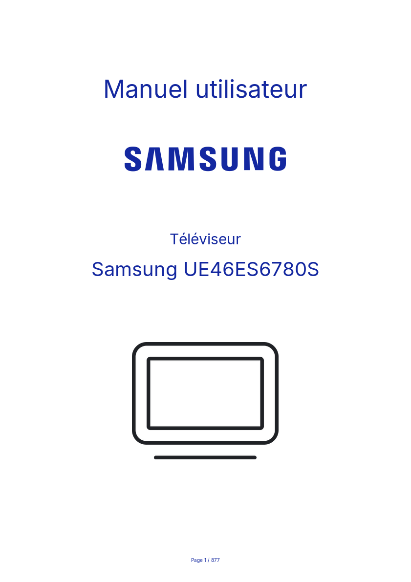 Page n°1 - Manuel utilisateur Samsung UE46ES6780S