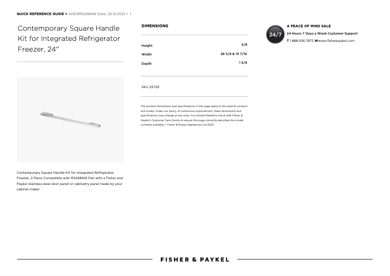 Page 1 de la notice Manuel utilisateur Fisher & Paykel AHD3RD2484W