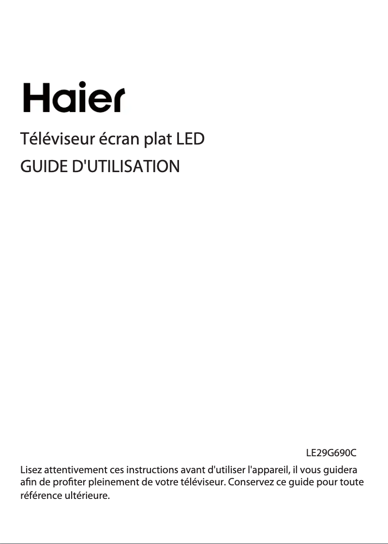 Page n°1 - Manuel utilisateur Haier LE29G690C