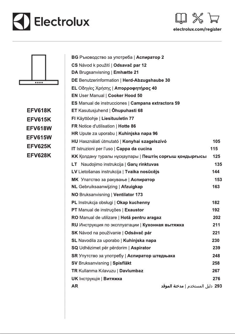 Page n°1 - Manuel utilisateur Electrolux EFV618K