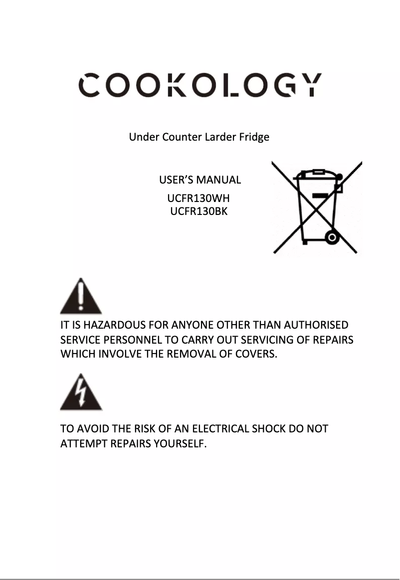 Image de la première page du manuel de l'appareil UCFR130WH