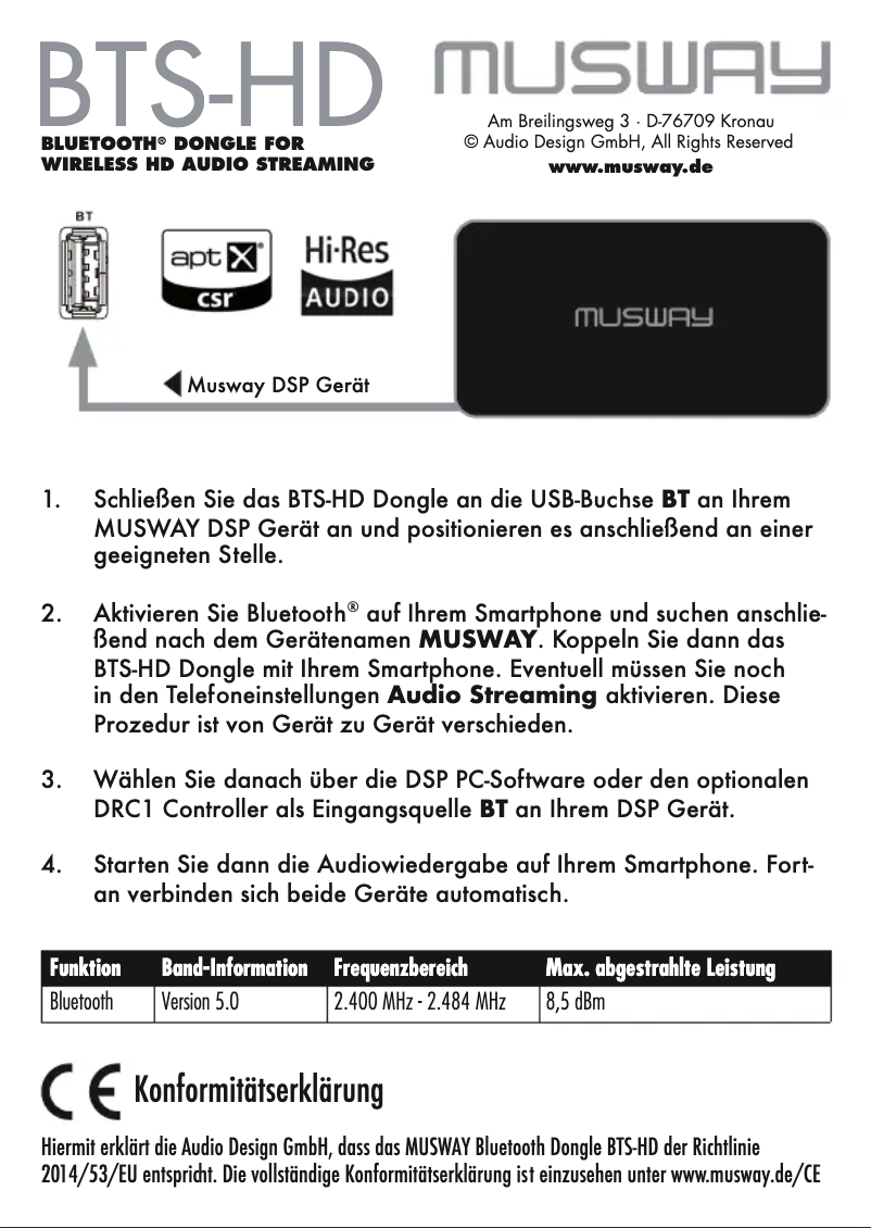 Page 1 of the manual User Manual Musway BTS-HD