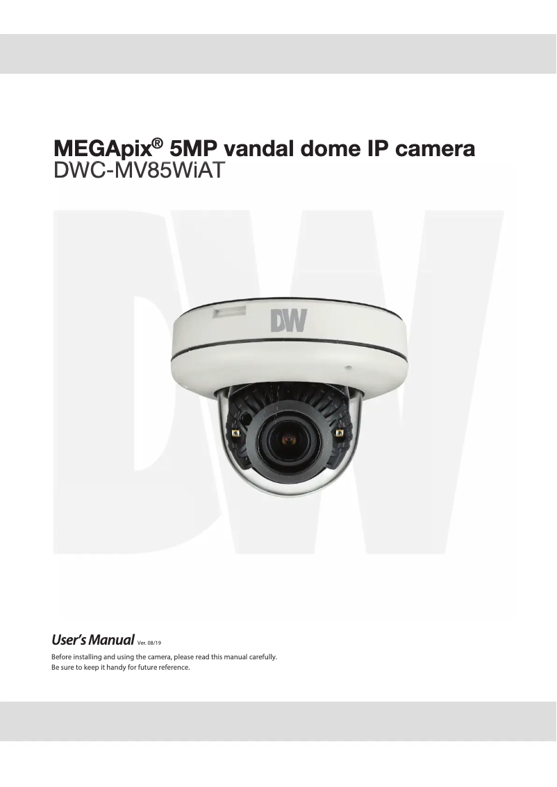 Page n°1 - Manuel utilisateur Digital Watchdog MegaPix DWC-MV85WiAT