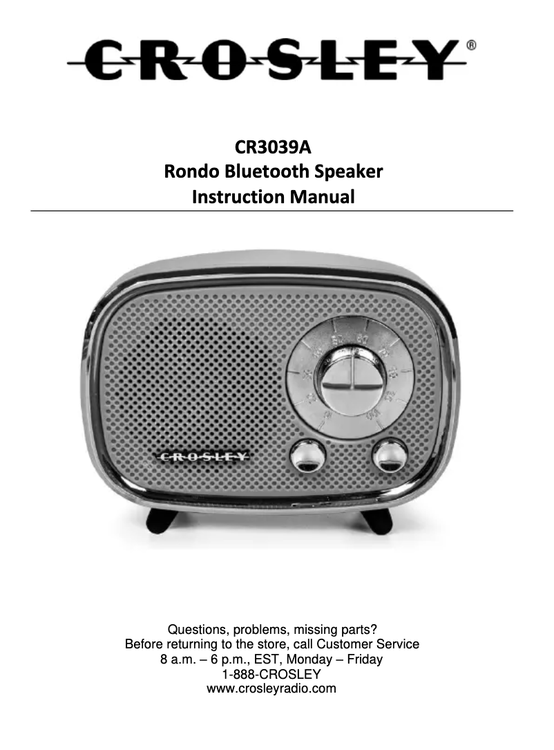 Page 1 de la notice Manuel utilisateur Crosley Rondo CR3039A