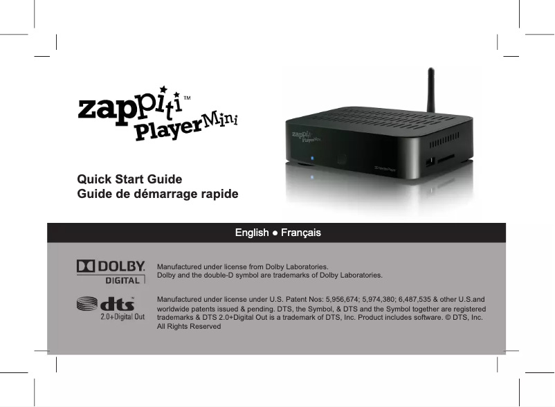 Page n°1 - Manuel utilisateur Zappiti Player Mini