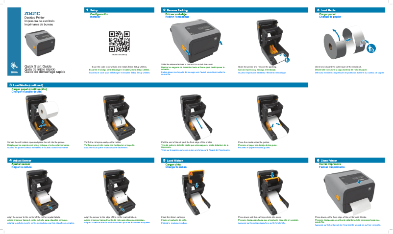 Page n°1 - Guide de démarrage rapide Zebra ZD421