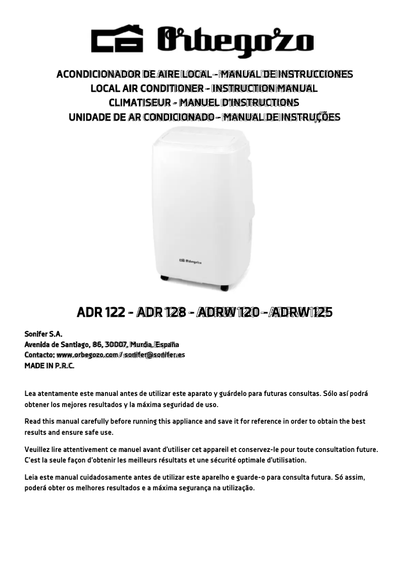 Page 1 de la notice Manuel utilisateur Orbegozo ADR 122