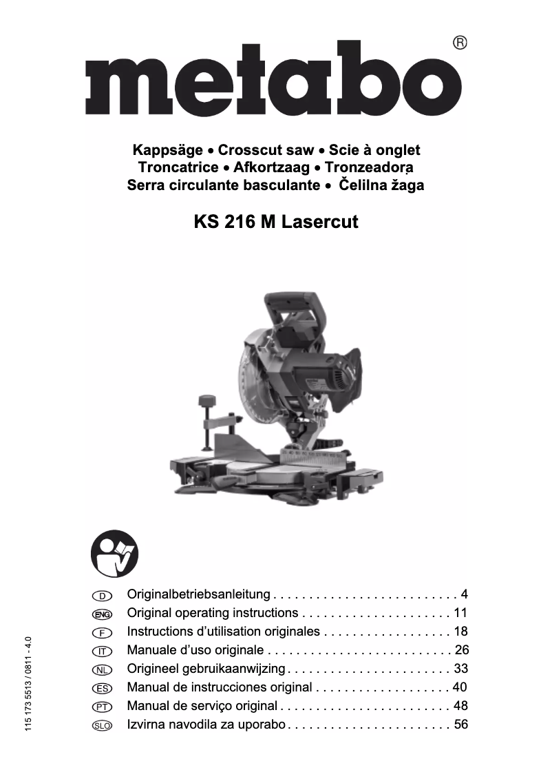 Imagen de la primera página del manual del dispositivo KS 216 Lasercut
