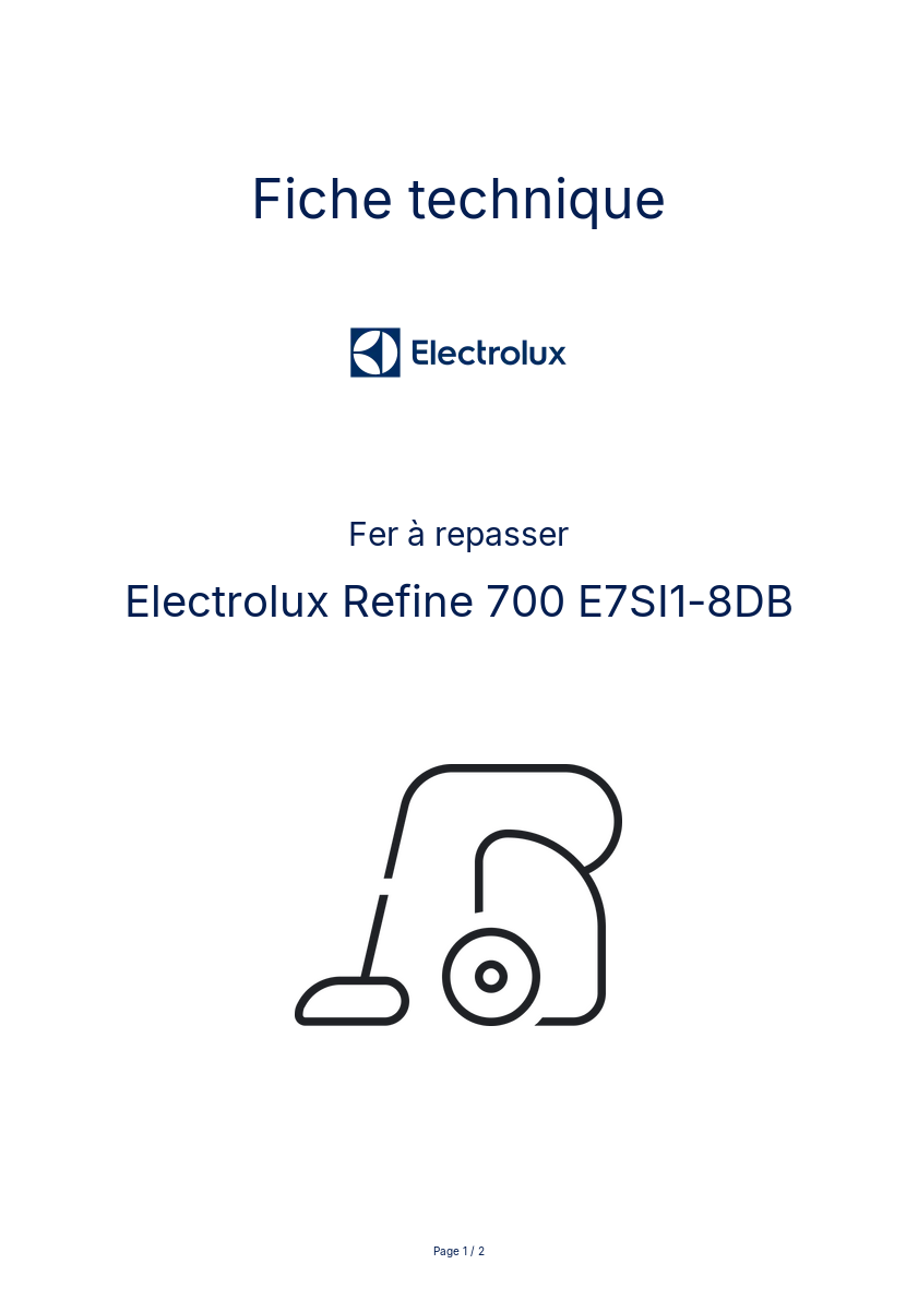 Image de la première page du manuel de l'appareil Refine 700 E7SI1-8DB