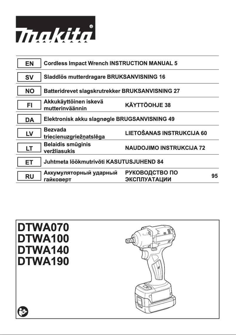 Page n°1 - Manuel utilisateur Makita DTWA140
