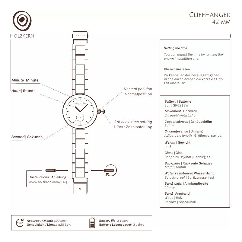 Page 1 de la notice Manuel utilisateur Holzkern Parus