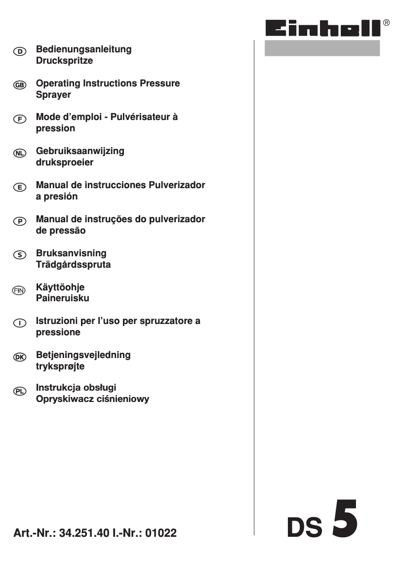 Page 1 de la notice Manuel utilisateur Einhell DS 5