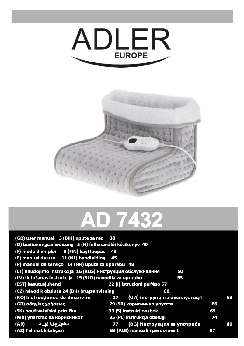 Image de la première page du manuel de l'appareil AD 7432