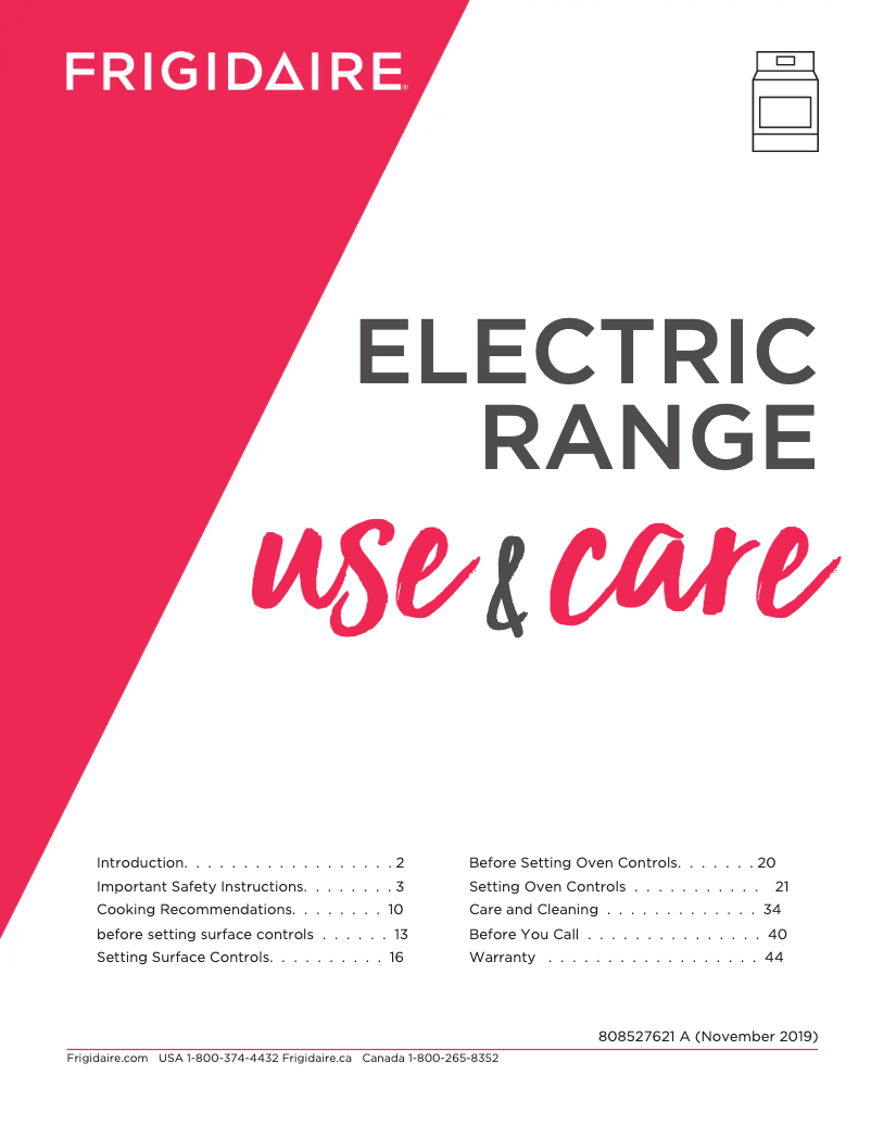 Page n°1 - Manuel d'utilisation et d'entretien Frigidaire GCRE3038AF